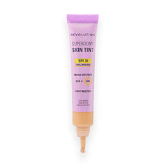 Revolution Beauty London tube front view showing SPF30 and tinted finish