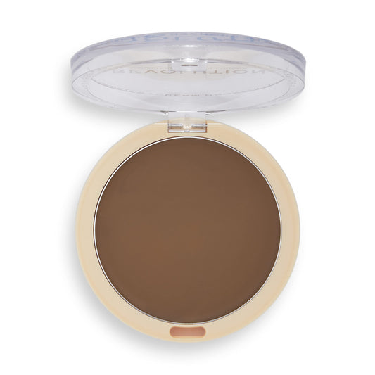 Revolution Beauty London bronzer front packaging showing shade and compact, easy selection