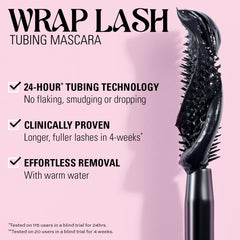 Revolution Beauty London mascara on model demonstrating lifted voluminous lashes