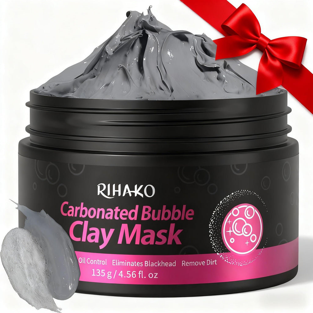 RIHAKO front packaging showing valentines-themed bubble clay mask benefits