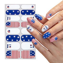 RIICFDD stickers applied on natural nails showcasing instant salon-style manicure
