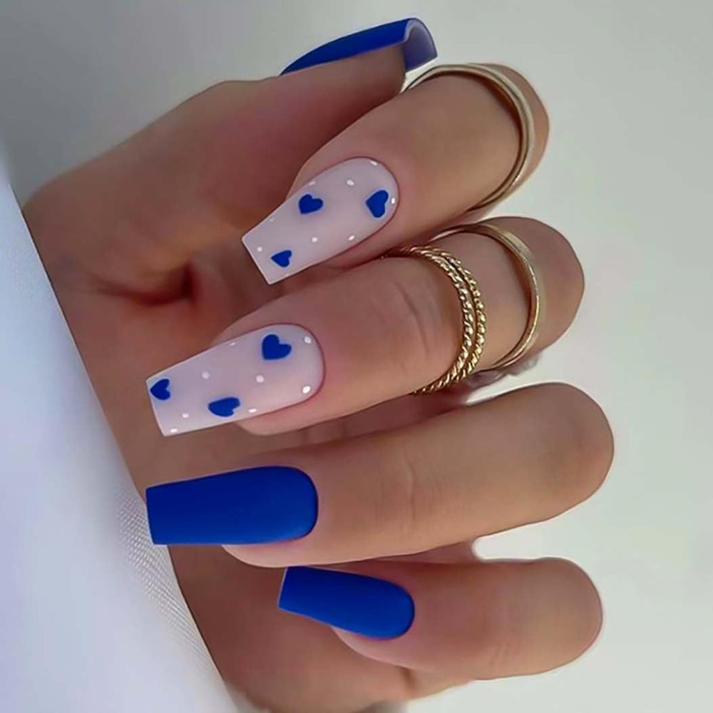 RikView front packaging showing 24-piece blue coffin nails, easy salon look