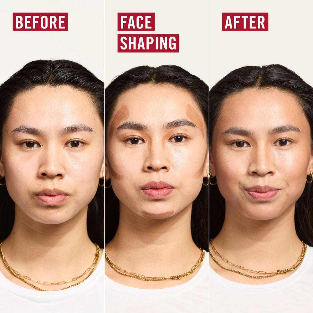 Rimmel bronzing stick blended finish on skin illustrating luminous, natural-looking glow