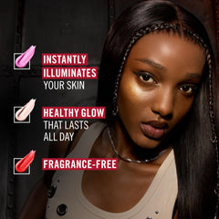 Rimmel close-up of label listing vitamins C and E to emphasize skin-conditioning benefits
