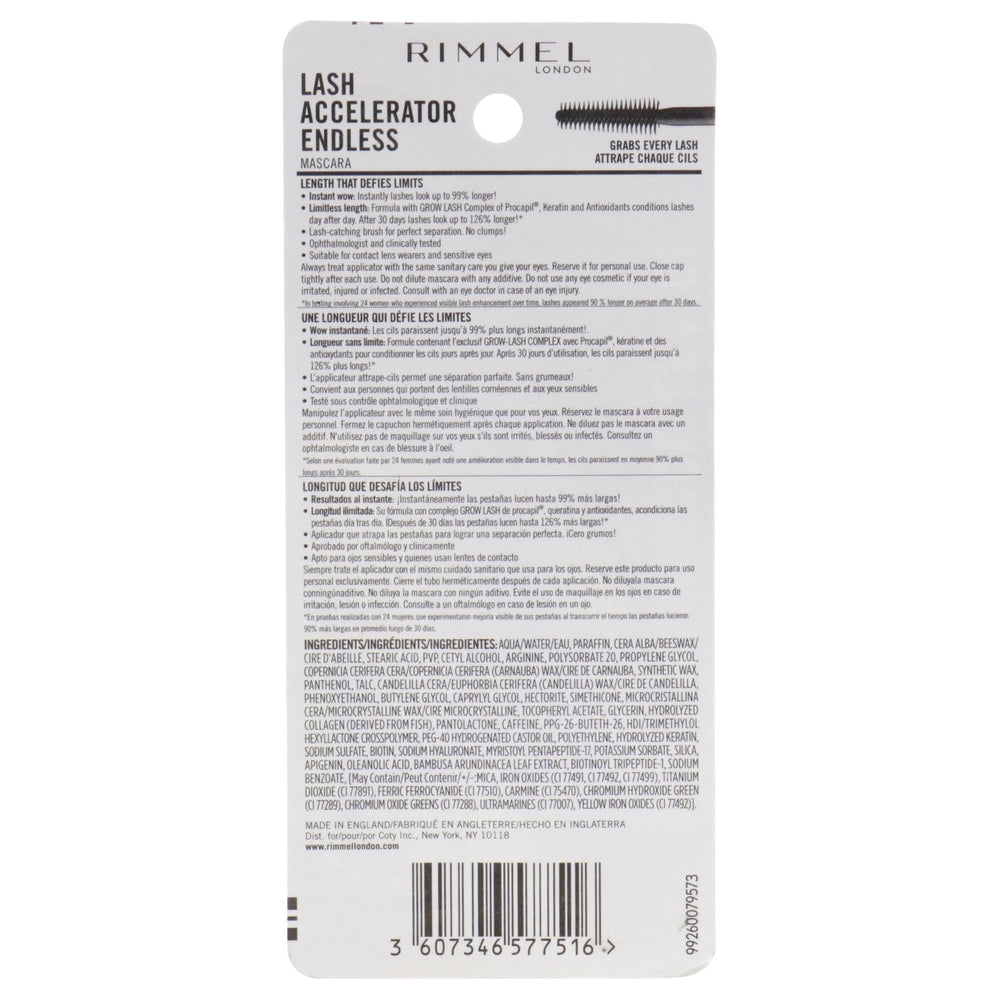 Rimmel Lash Accelerator brush close-up capturing fibres and precise lash separation