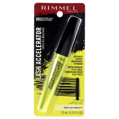 Rimmel Lash Accelerator front packaging in Extreme Black showing product and benefits