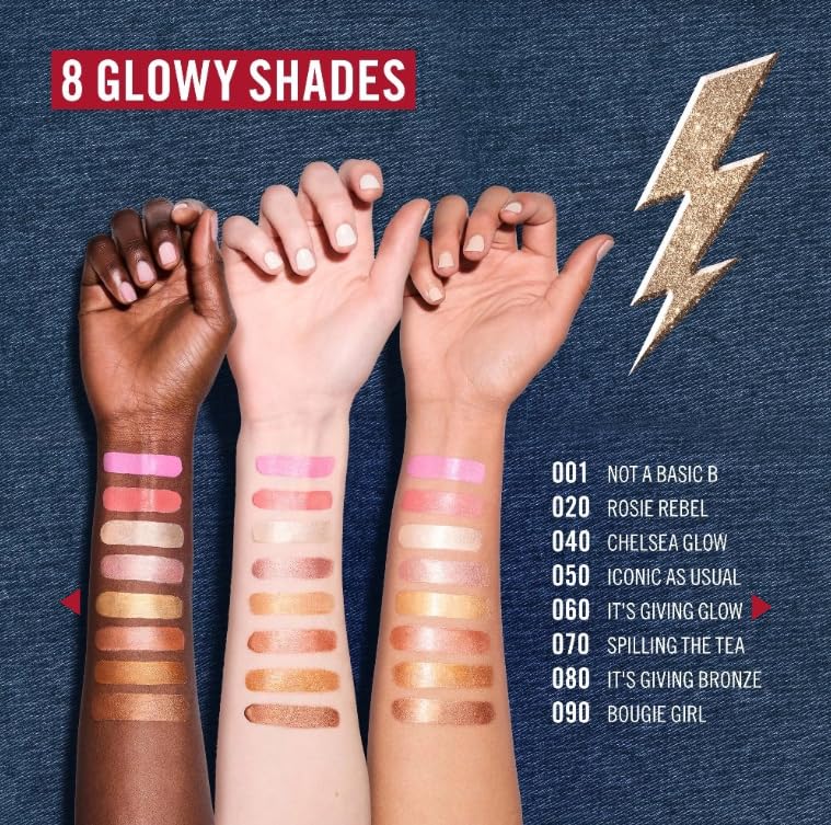 Rimmel tube inside makeup bag ready for touch-ups, conveying on-the-go luminosity