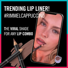 Rimmel lip liner held in hand gives size and portability context