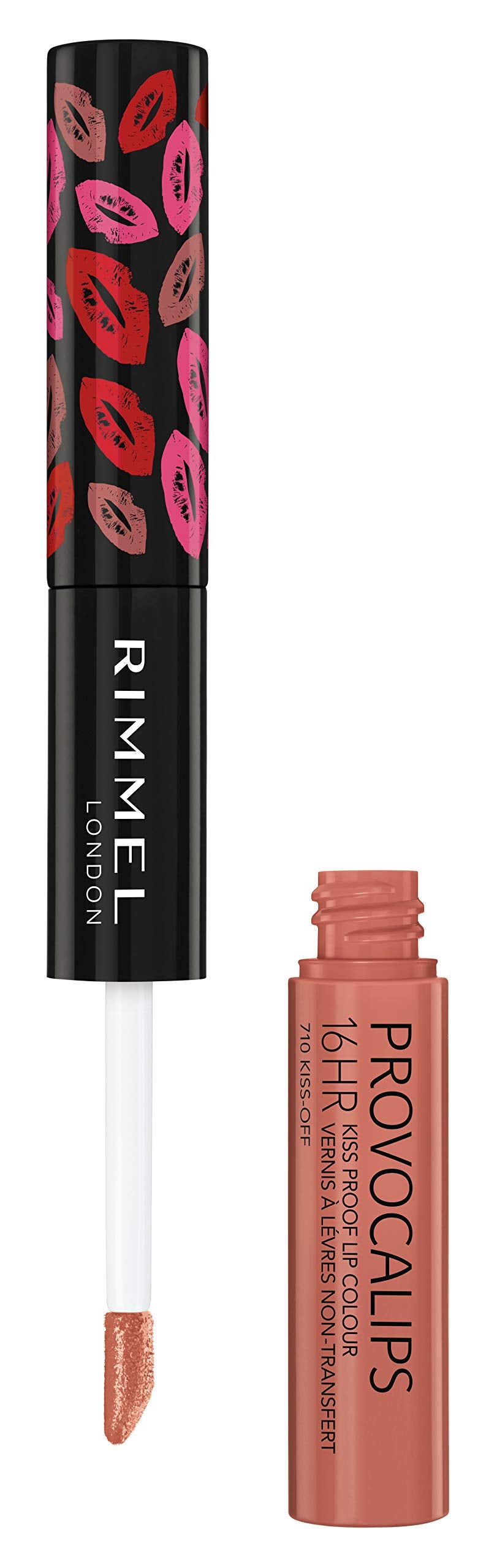 Rimmel Provocalips color swatch on skin showing intense, lasting pigmentation