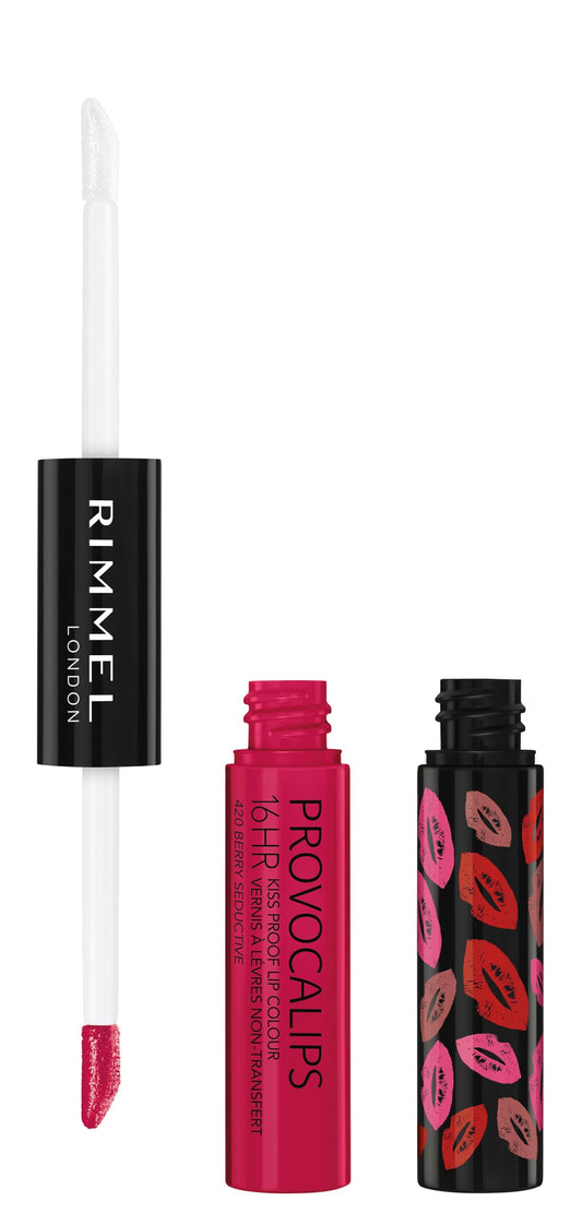 Rimmel Provocalips front packaging showing berry shade and duration benefit