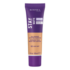 Rimmel tube front view showing shade and branding for easy identification and quick choice