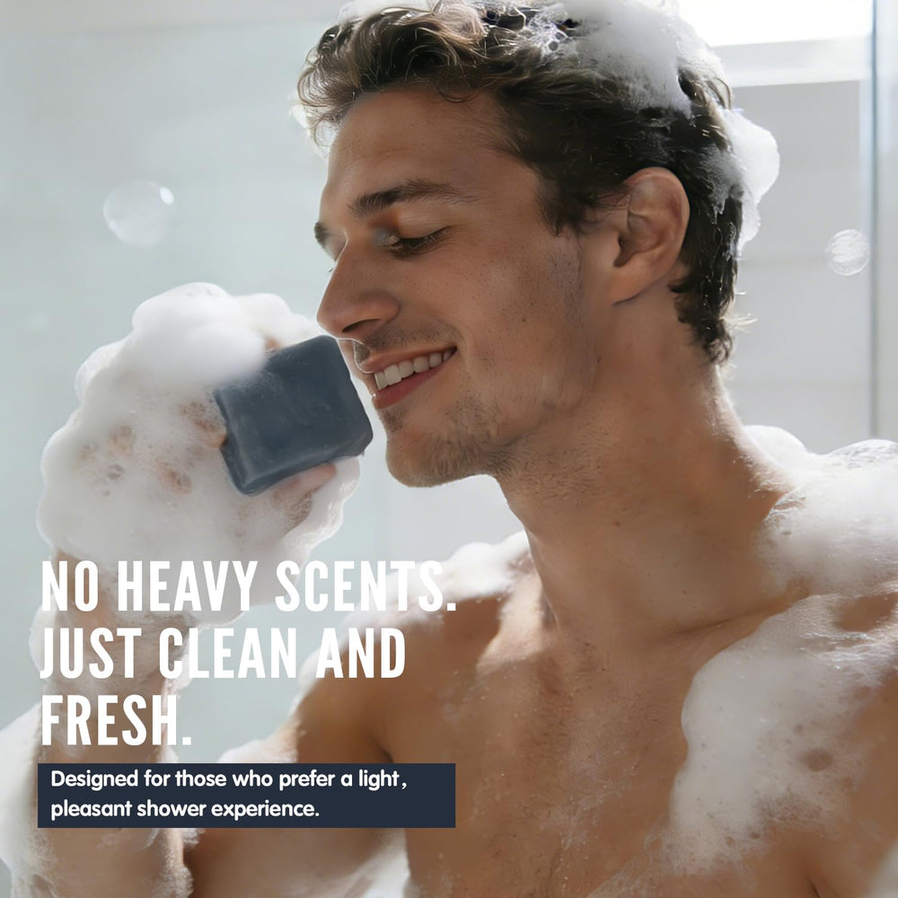 Rinse & Robust sea salt and charcoal ingredients highlighting purifying action