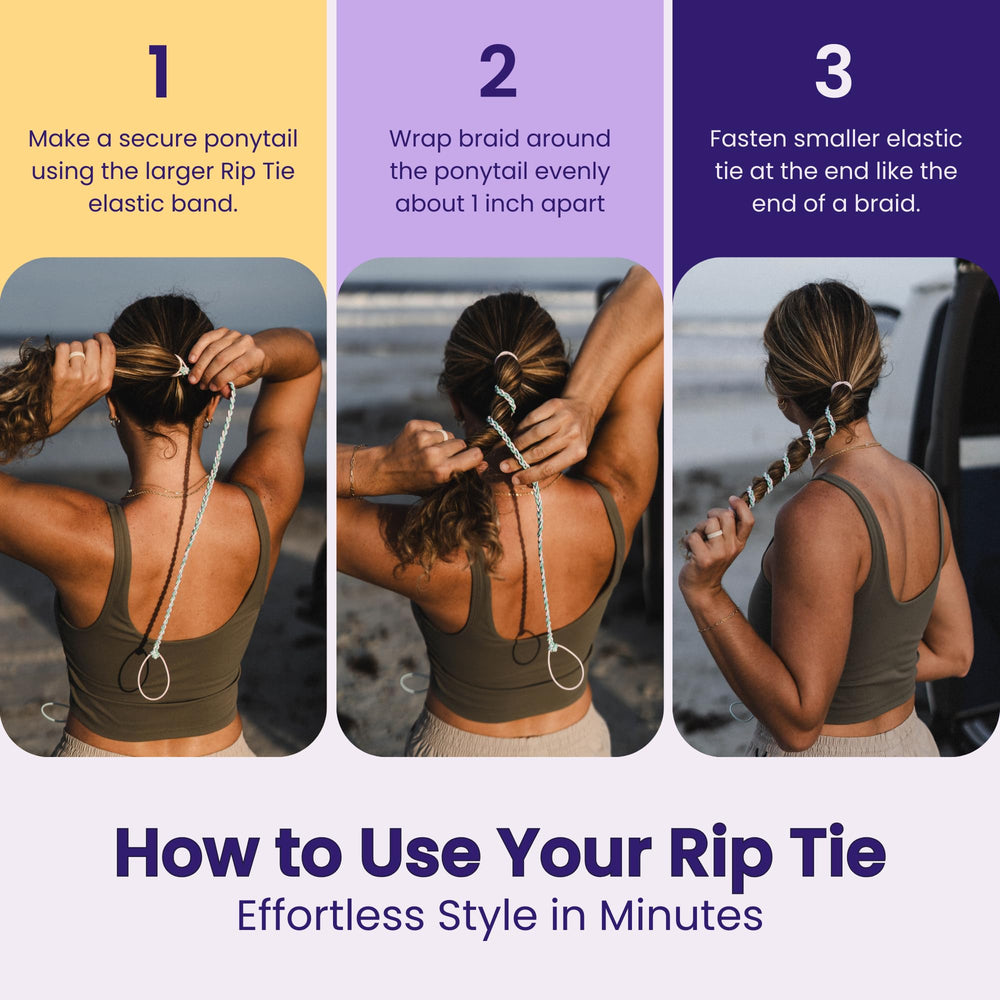 Rip Tie after swim with water droplets showing chlorine and salt resistance