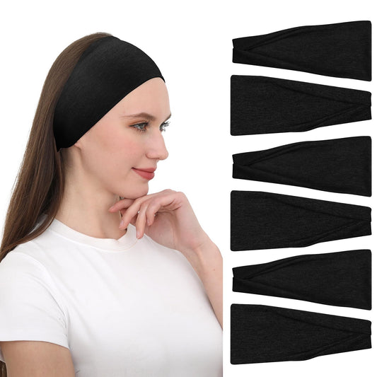 RITOPER front view of black wide headband showing clean silhouette and comfortable fit