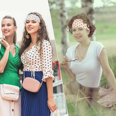 RITOPER model wearing polka dot headband for a casual outfit boost