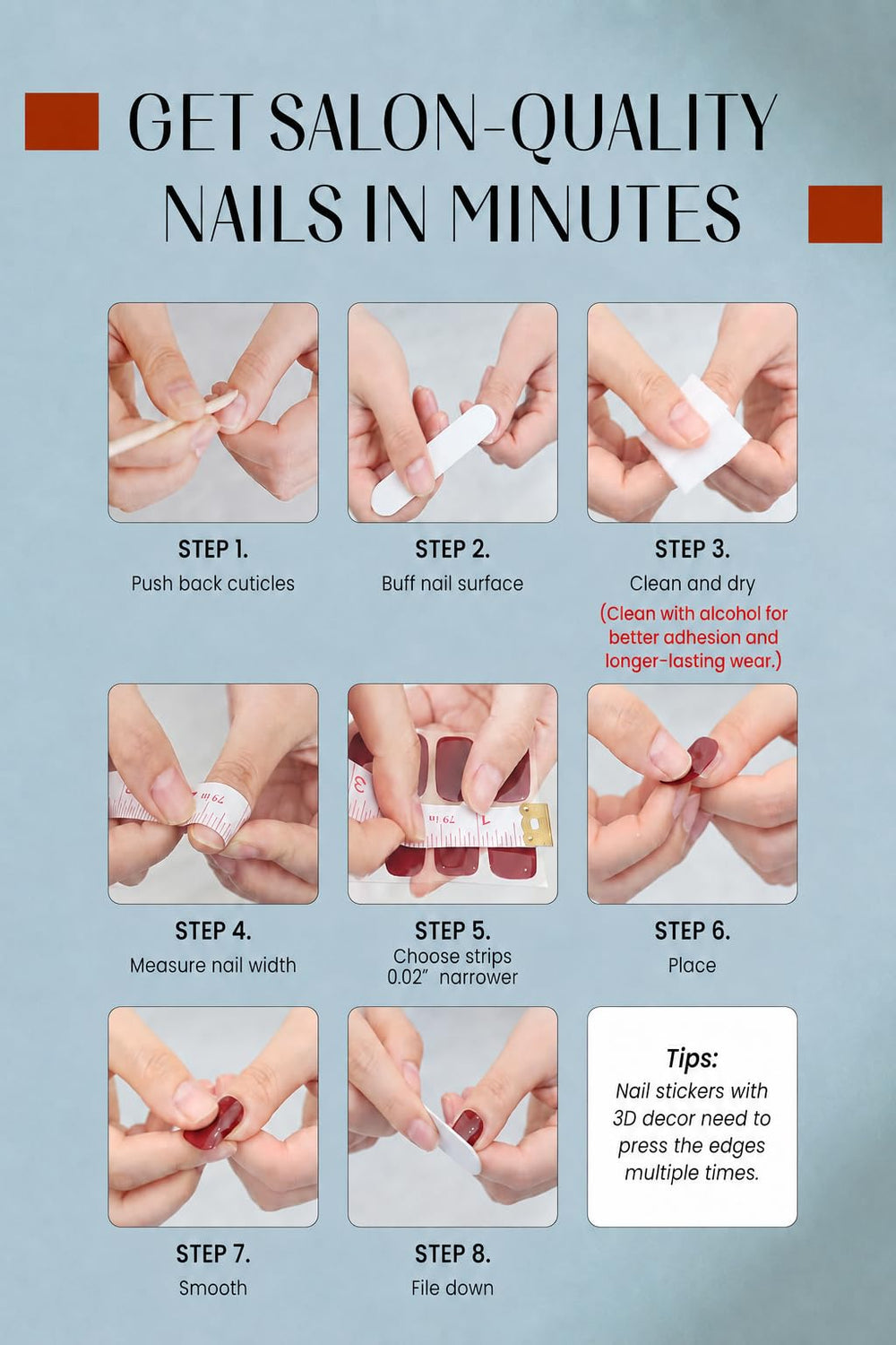 RIVÉHOM kit contents with file and cuticle stick for easy prep