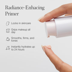 RMS Beauty open dispenser detail showing pump, benefits controlled application and hygiene