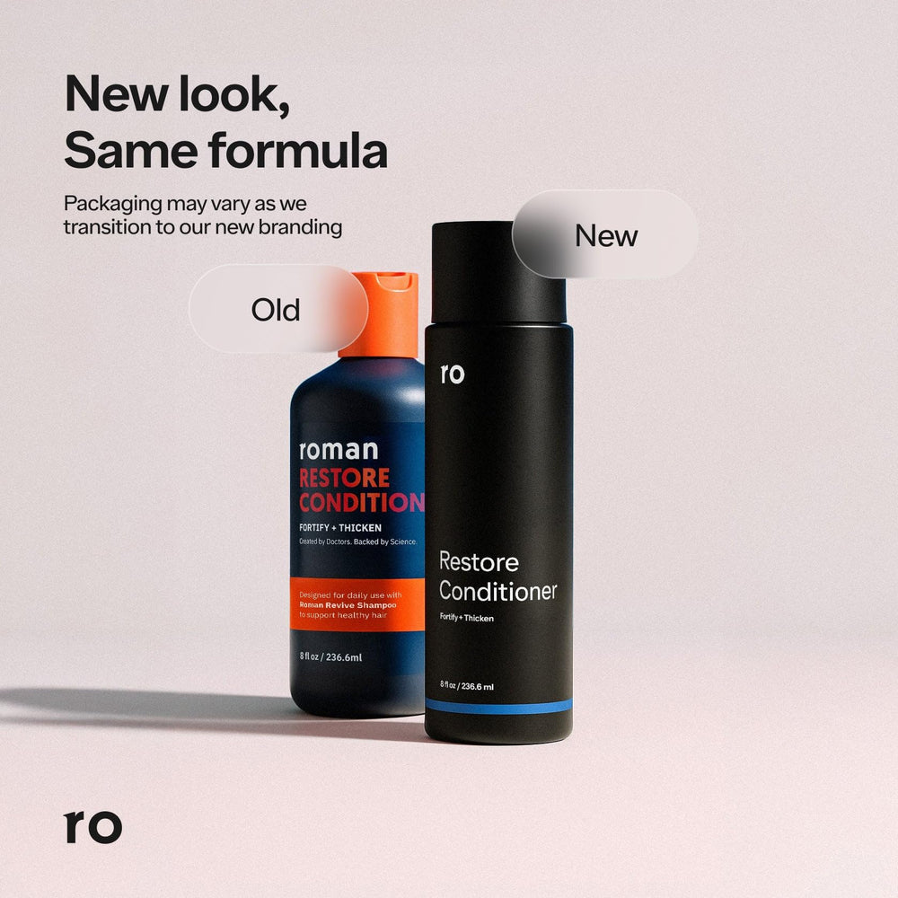 Ro conditioner on a bathroom shelf in a lifestyle scene promoting daily use