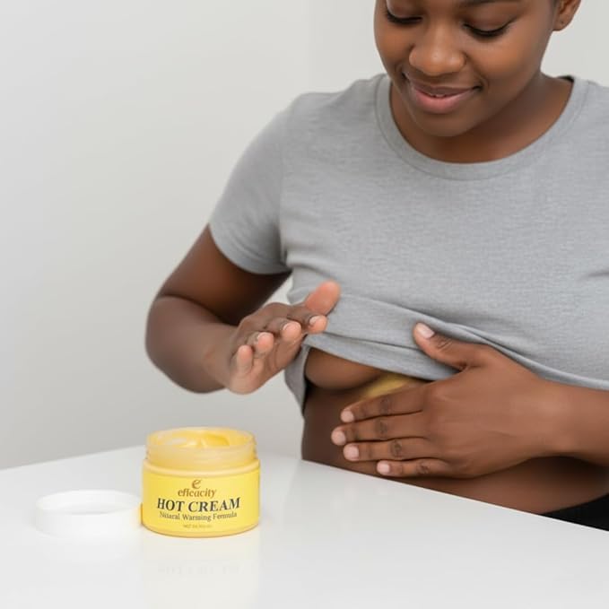 Robutop Eficacity Hot Cream applied to shoulder demonstrating targeted comfort