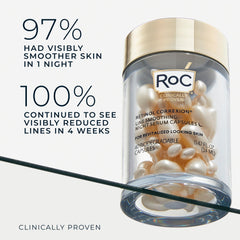 RoC silky serum texture on fingertip showing fast absorption benefit