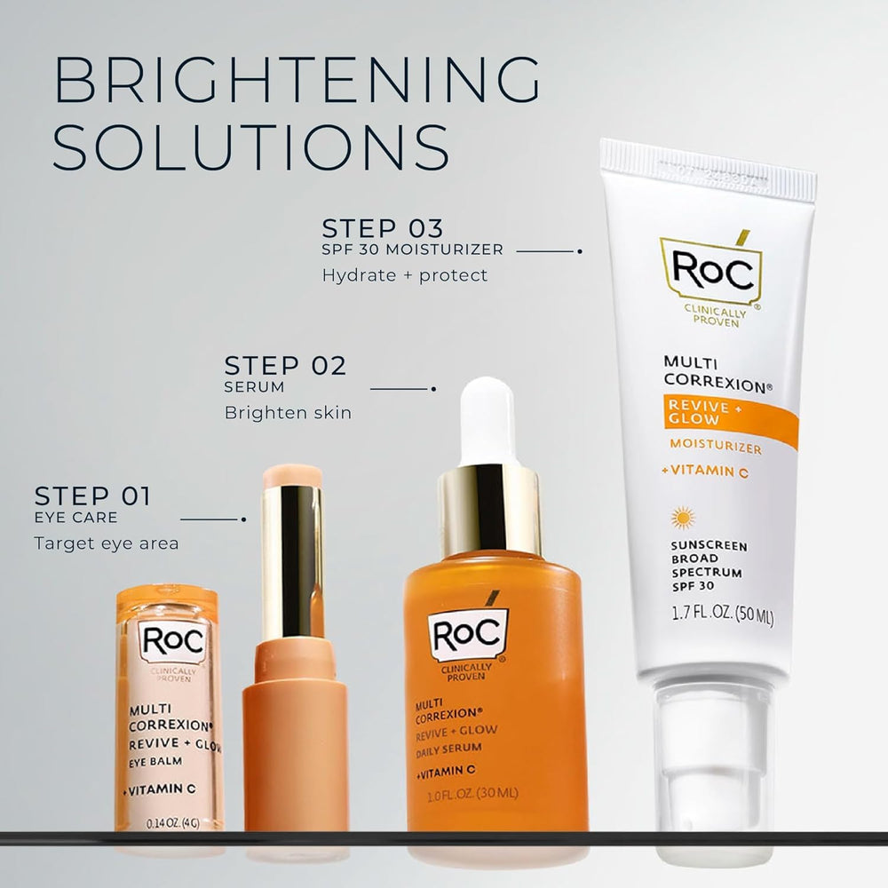 RoC applying eye balm under-eye area illustrating reduced puffiness