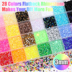 RODAKY close-up of varied jelly rhinestone colors for easy color selection benefit