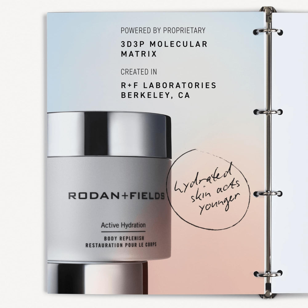 RODAN + FIELDS bottle in hand depicting 200 mL scale and travel-friendly size