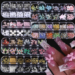 ROFIBUT front packaging showing six boxes and vibrant nail charm variety for easy selection