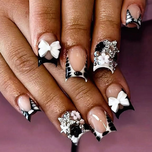 ROFIBUT front packaging showing zebra French tips and bows for instant style