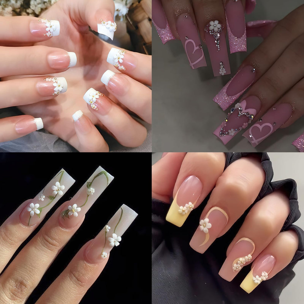 ROFIBUT charms applied on a French manicure, demonstrates instant upgrade