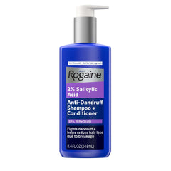 Rogaine front packaging showing bottle and clear product benefits