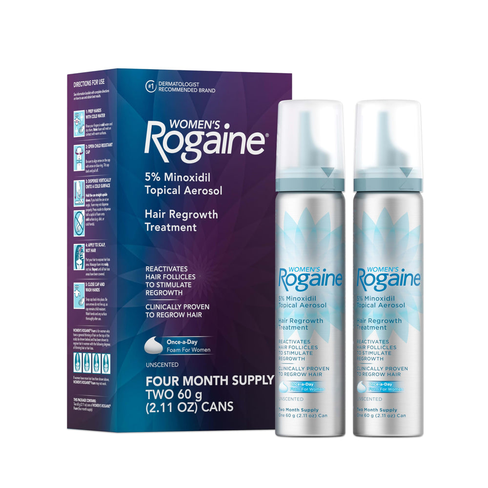 Rogaine women's foam front package showing product benefit