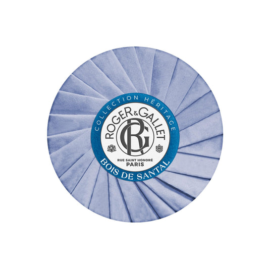 ROGER & GALLET front bottle showing Bois De Santal and benefits