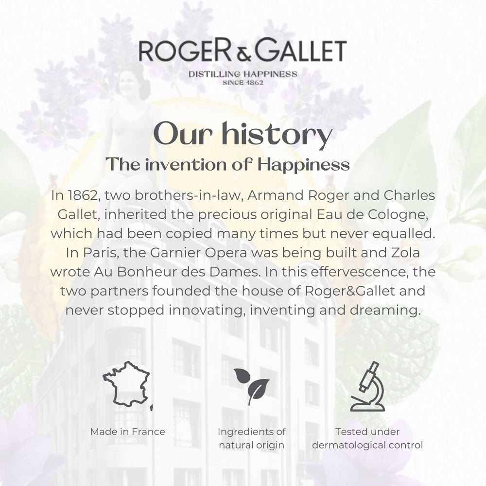 ROGER & GALLET open bottle pouring gel demonstrating easy application benefit