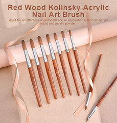 Rolabling brush used in salon applying acrylic showing professional finish benefit