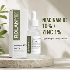 ROLANYIN serum in hand to show bottle size and portability benefit