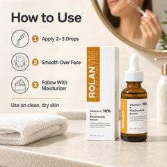 ROLANYIN serum placed between cleanser and moisturizer, shows simple routine layering