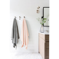 ROLSHOL towel in bathroom lifestyle scene showing daily routine convenience benefit