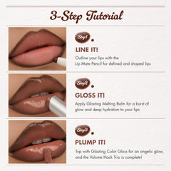 rom&nd lips before and after using trio showing fuller glossy finish benefit
