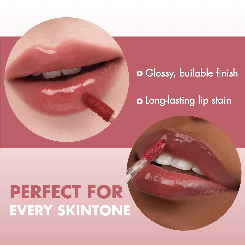 rom&nd close texture shot highlighting juicy glossy, non-sticky finish