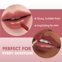 rom&nd close texture shot highlighting juicy glossy, non-sticky finish