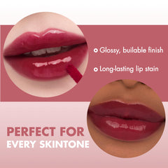 rom&nd glossy texture drop highlighting hydrating sheen and non-sticky appearance for comfortable wear
