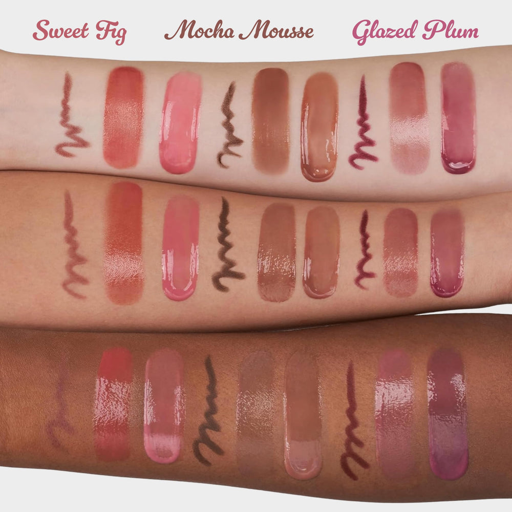 rom&nd trio applied on model lips showing layered plumping effect