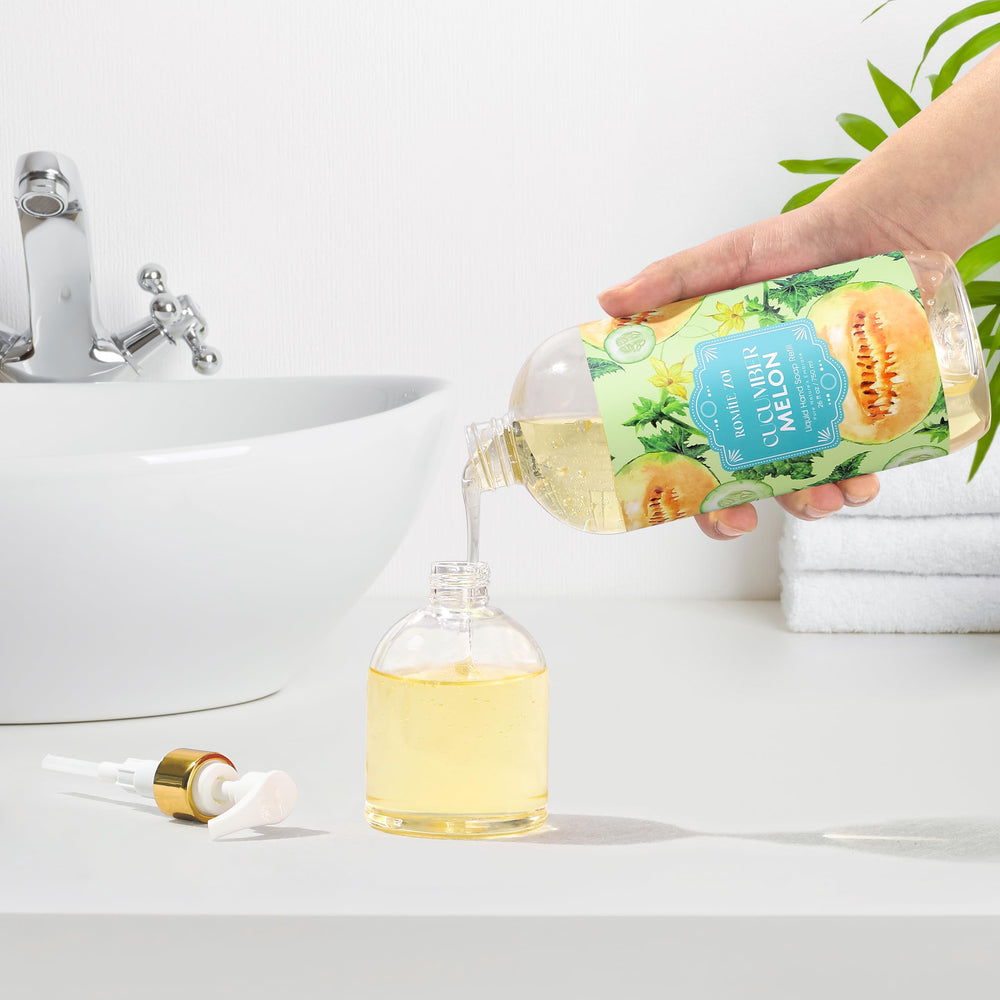 ROMIIE ZOI in kitchen sink setting, fresh cucumber and melon scent appeal