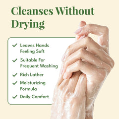 ROMIIE ZOI pump being pressed to wash hands, illustrating effective cleansing benefit