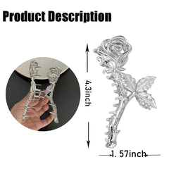 ROMODIYA silver rose inner teeth detail shows non-slip grip for thick hair