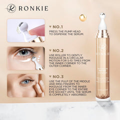 RONKIE eye cream inside a travel bag beside essentials showing convenient portability benefit