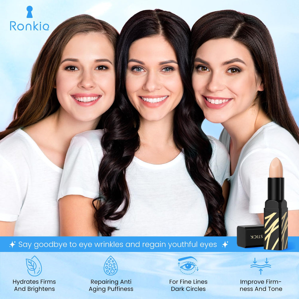 RONKIE eye stick in a travel bag lifestyle shot showing on-the-go convenience