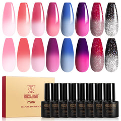 ROSALIND front packaging showing all eight thermal gel bottles, versatile travel set
