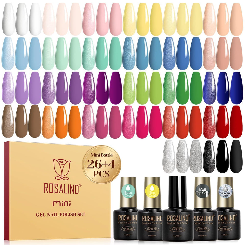 ROSALIND front packaging showing 30-piece pastel set and gift-ready box benefits variety